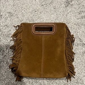 Maje Tan Suede Fringe Mini Bag